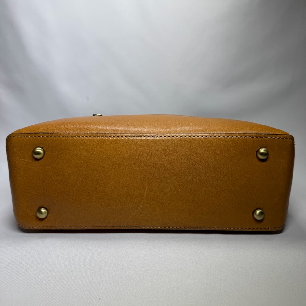 Patricia Nash Leather Satchel Bamboo Top Double Handles Firm Cognac Brown SEE - Picture 8 of 16
